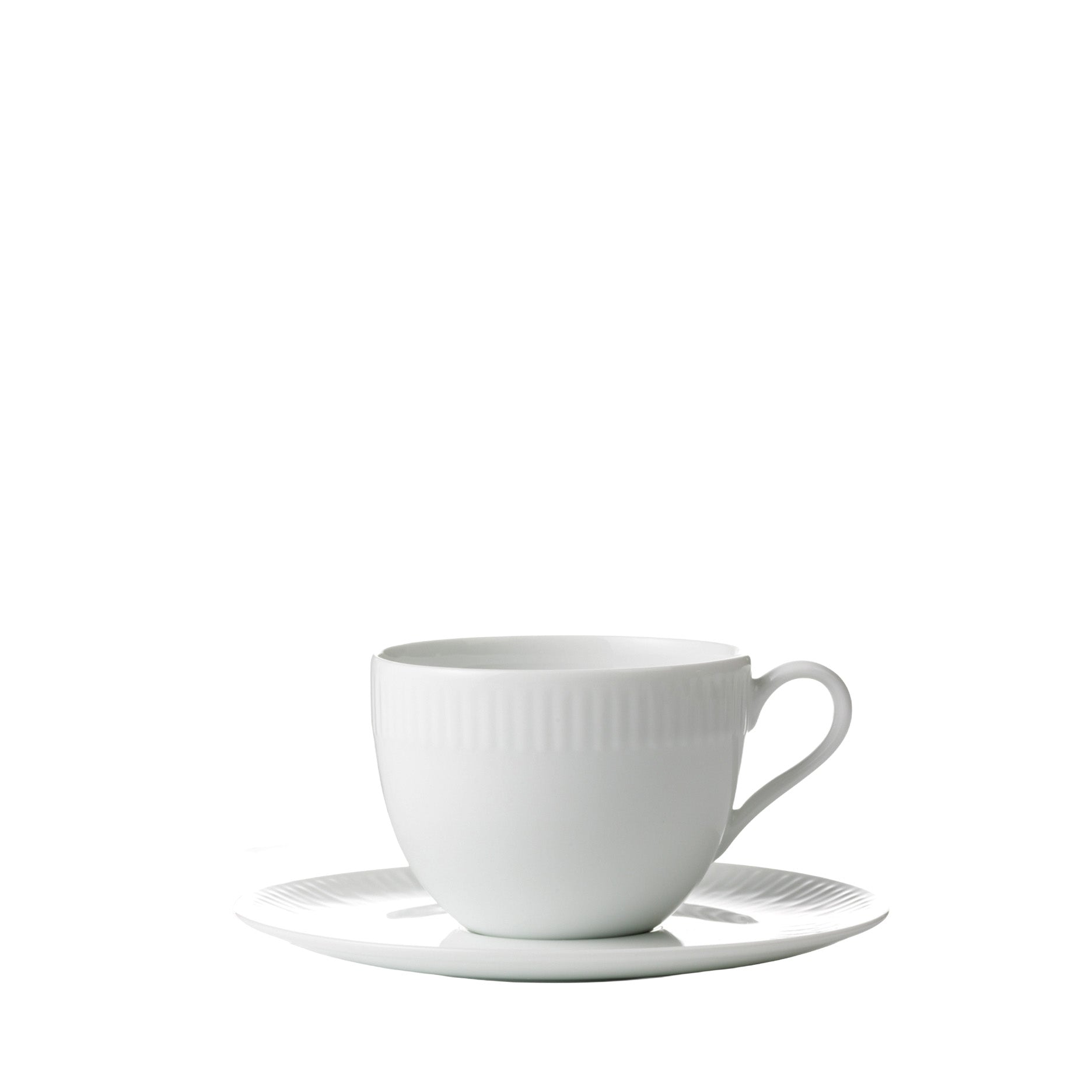 Relief Kaffeetasse mit Untertasse 4er Set weiß